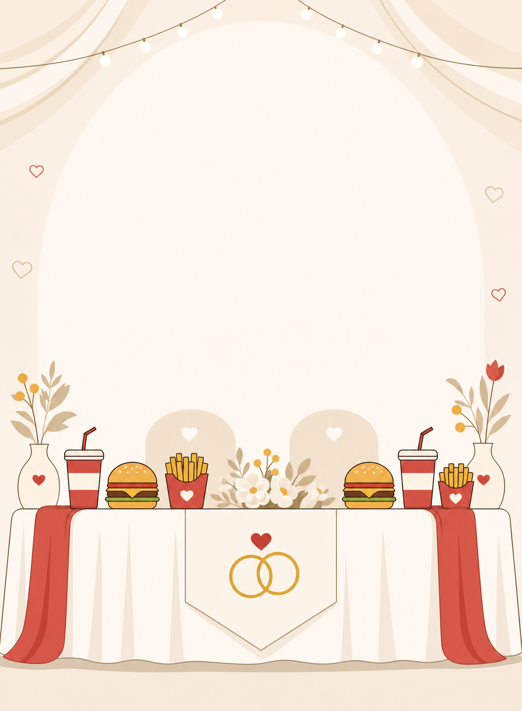 Placeholder-Bild einer stilisierten Fast-Food-Hochzeitsdeko